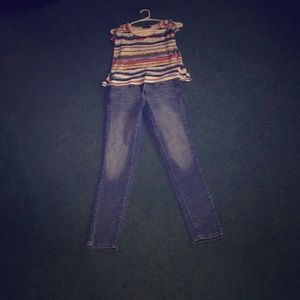 Susan Lawrence petite small shirt with Blue jeans